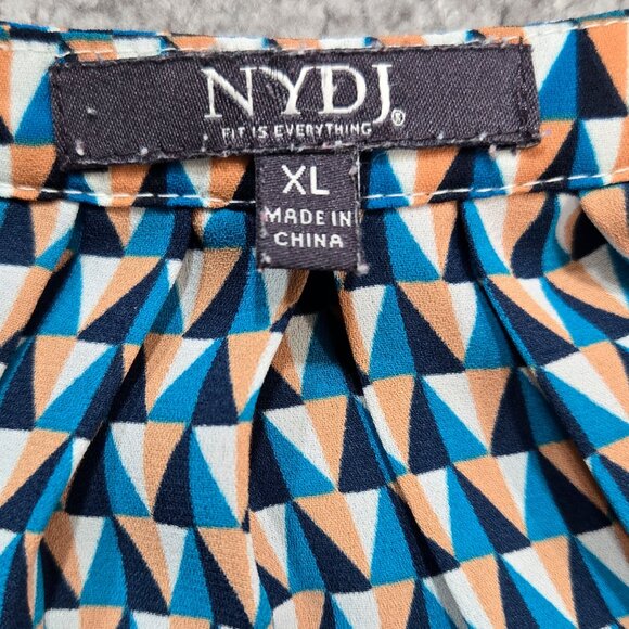 NYDJ Multicolor Triangle Geometric Split Neck Blouse Business Casual Office - Picture 7 of 9